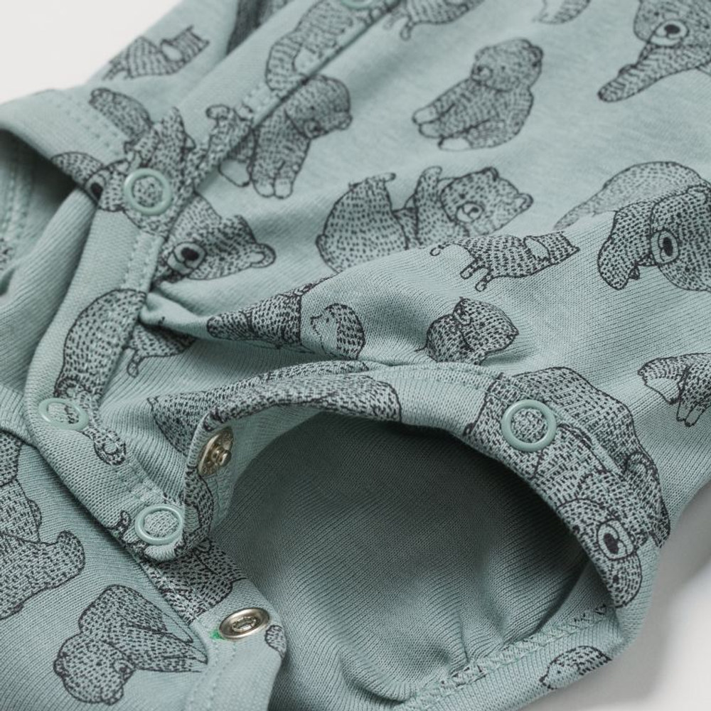 Custom Name on H&amp;M 3-pack long-sleeved bodysuits (0-9mths) - Mint Green/Bears, view 4