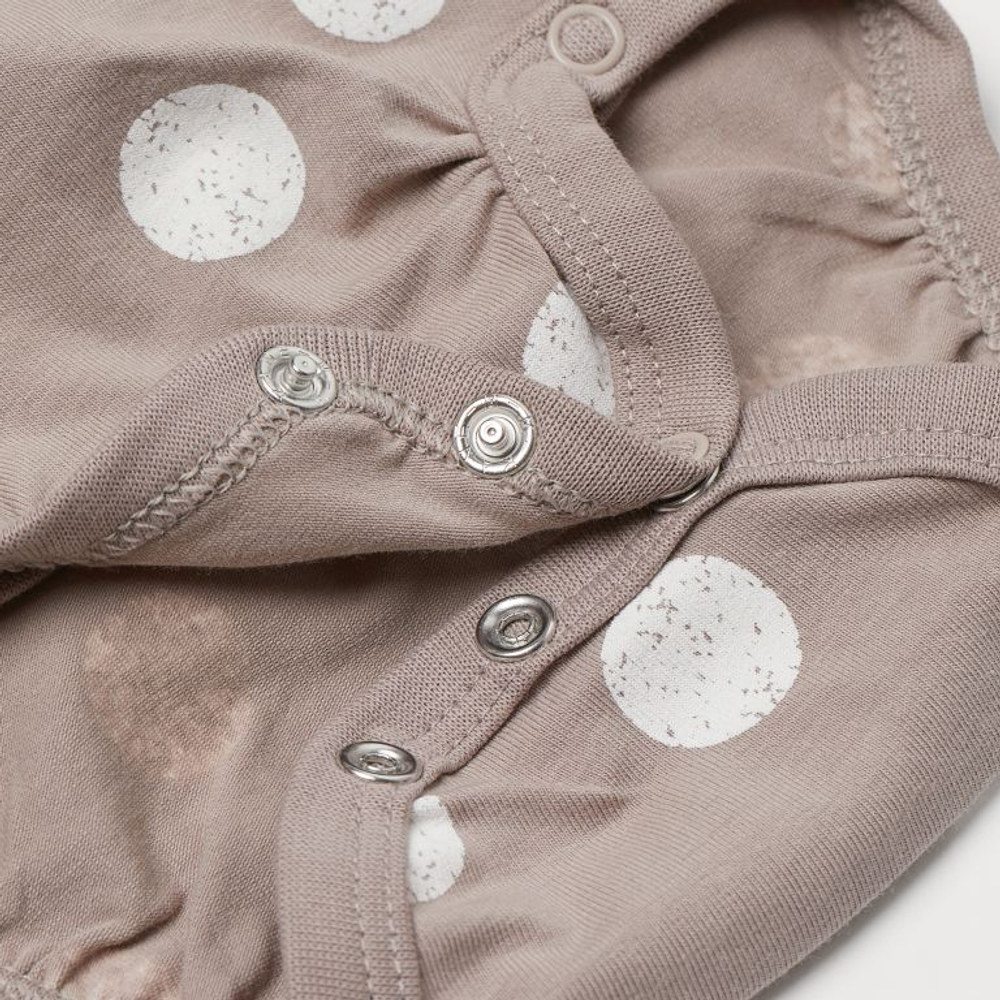 Custom Name on H&amp;M 3-pack wrapover bodysuits -Greige/Spotted, view 4