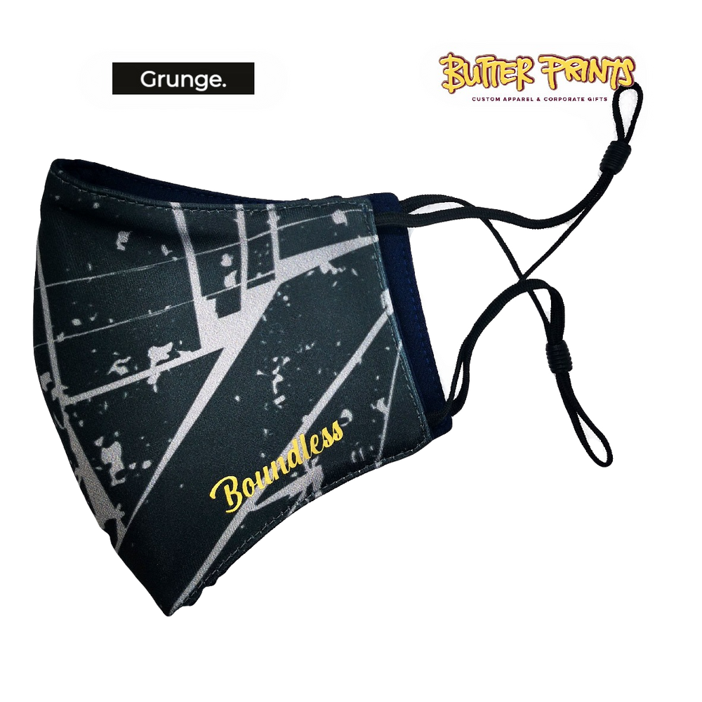 Custom Name on Minimalist / Grunge Designer Masks (+Inner Filter Slot), view 2