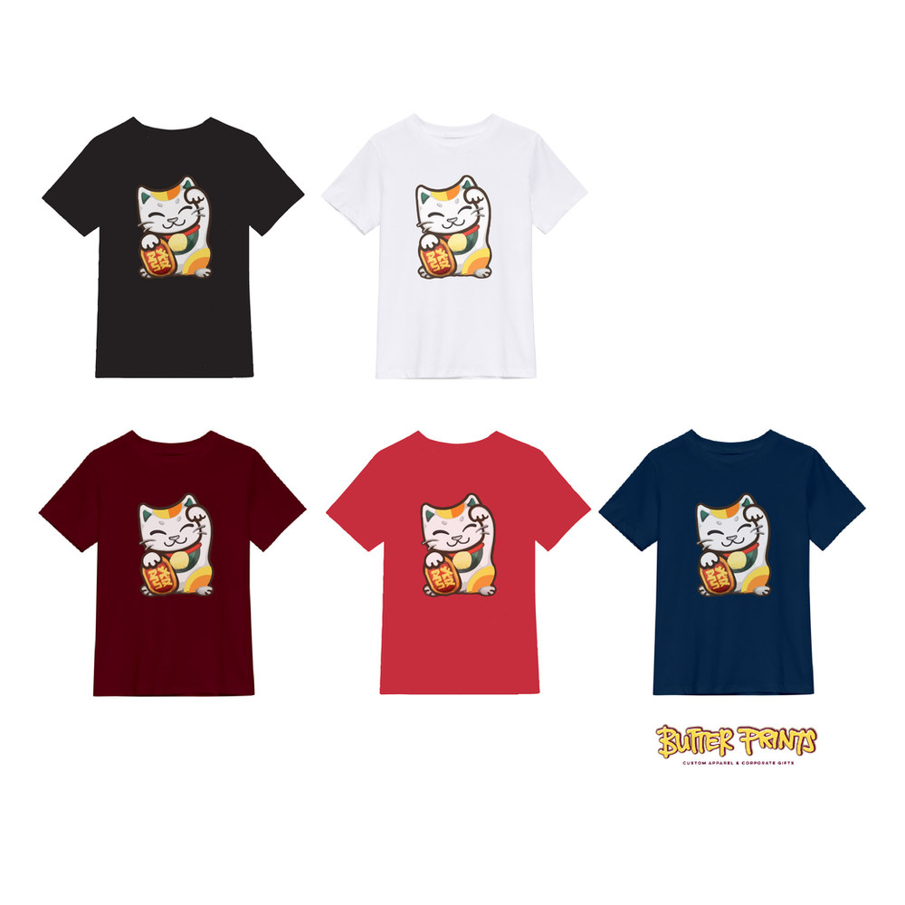 Lucky Cat T-shirt (with print name option), view 2