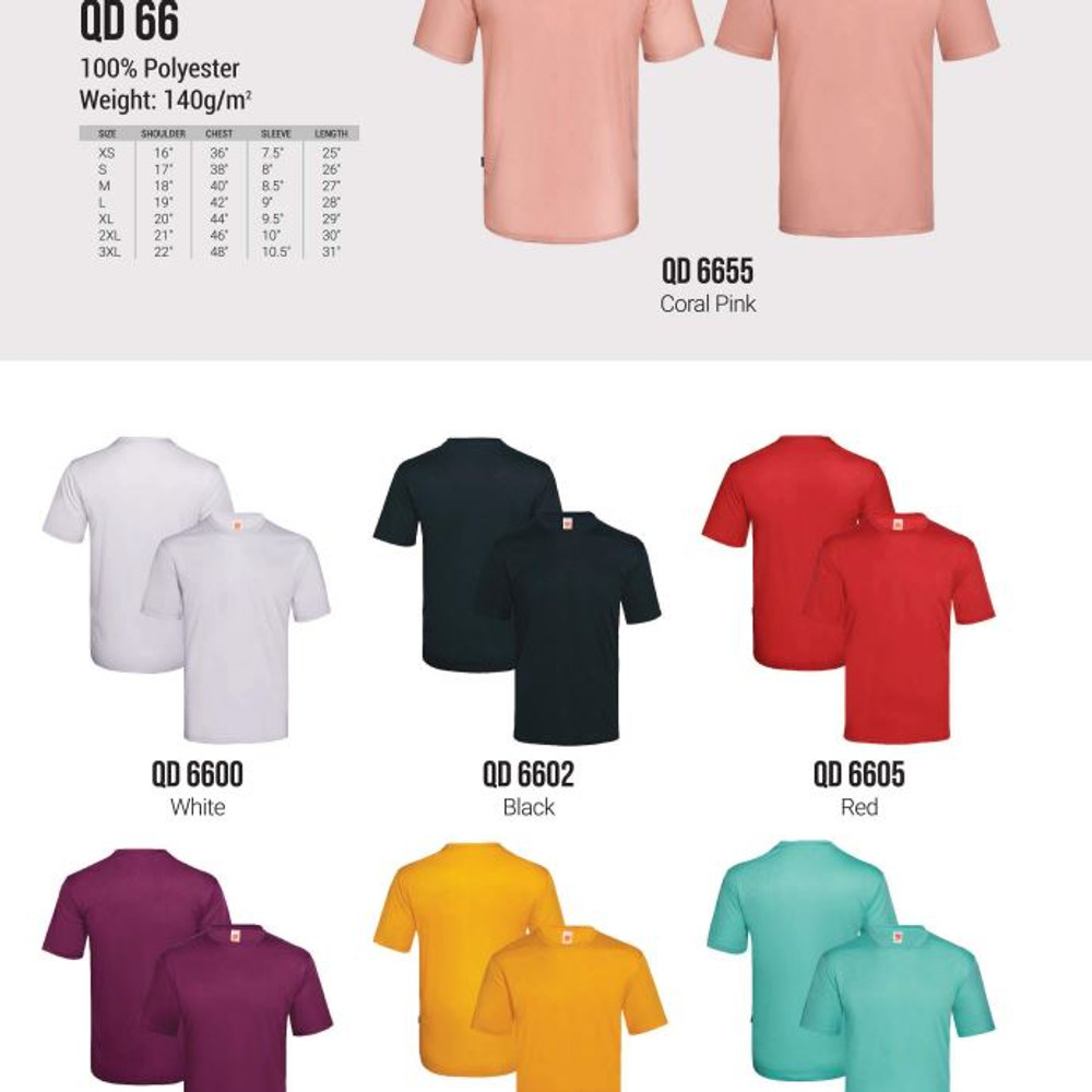 QD66 Smooth Interlock Drifit Roundneck T-shirts UNISEX (OS) 140 gsm, view 2